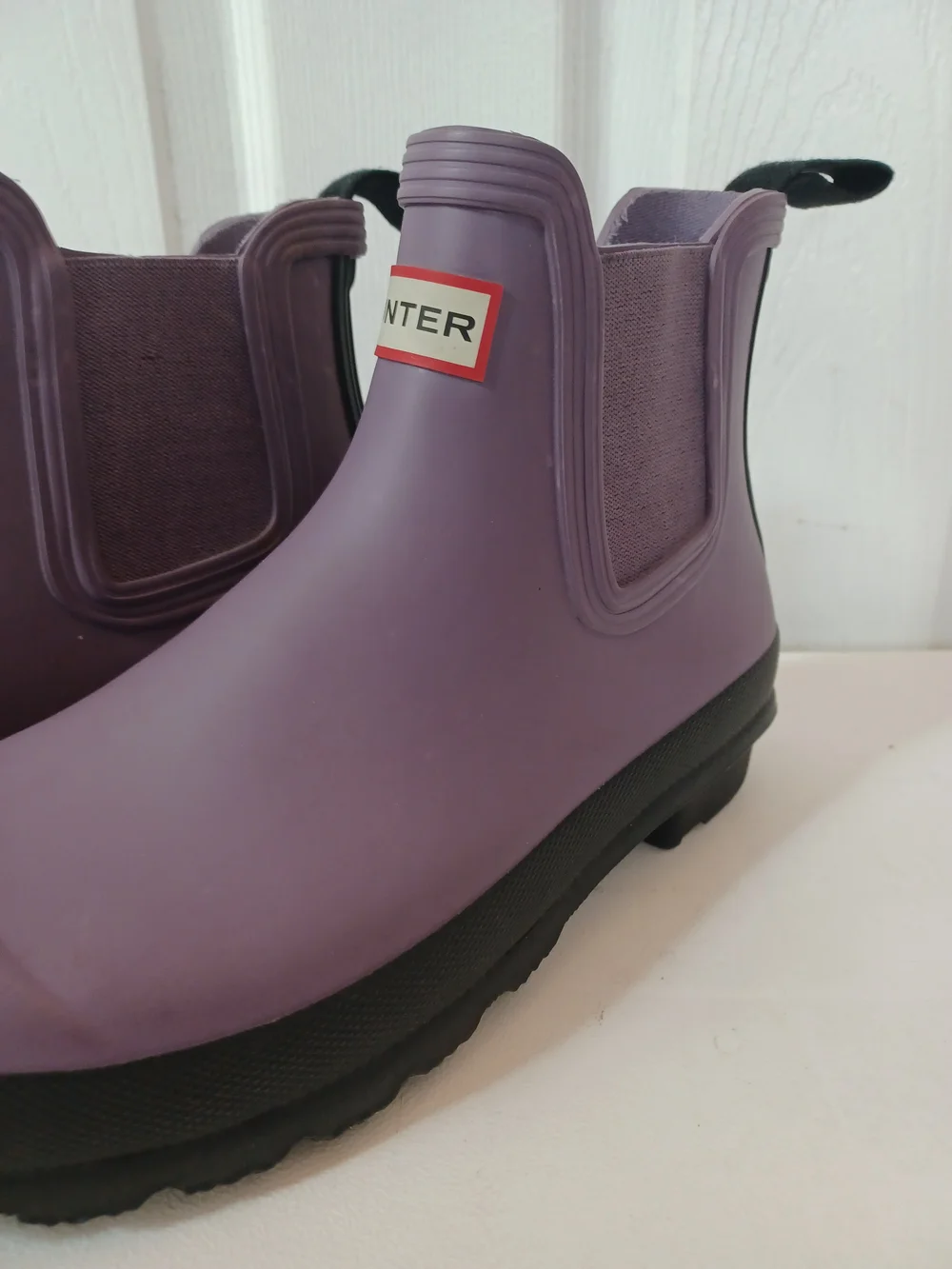 Hunter Original Waterproof Chelsea Ankle Rain Boots Purple Thistle Matte Size 7